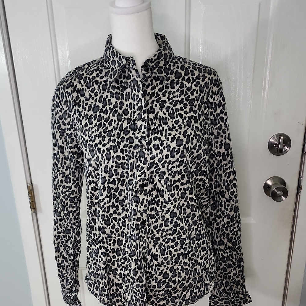 Lauren Ralph Lauren Black and White Animal Print Blouse